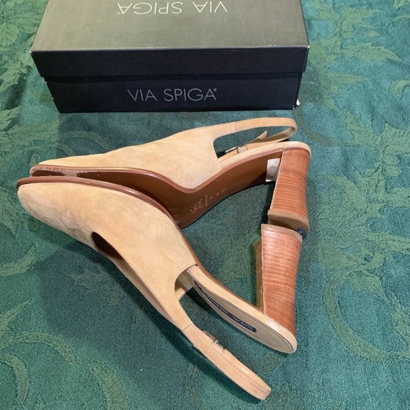 Via Spiga Desert Suede Slingback Block Heel Sandal Shoes Sz 11M - Picture 4 of 7